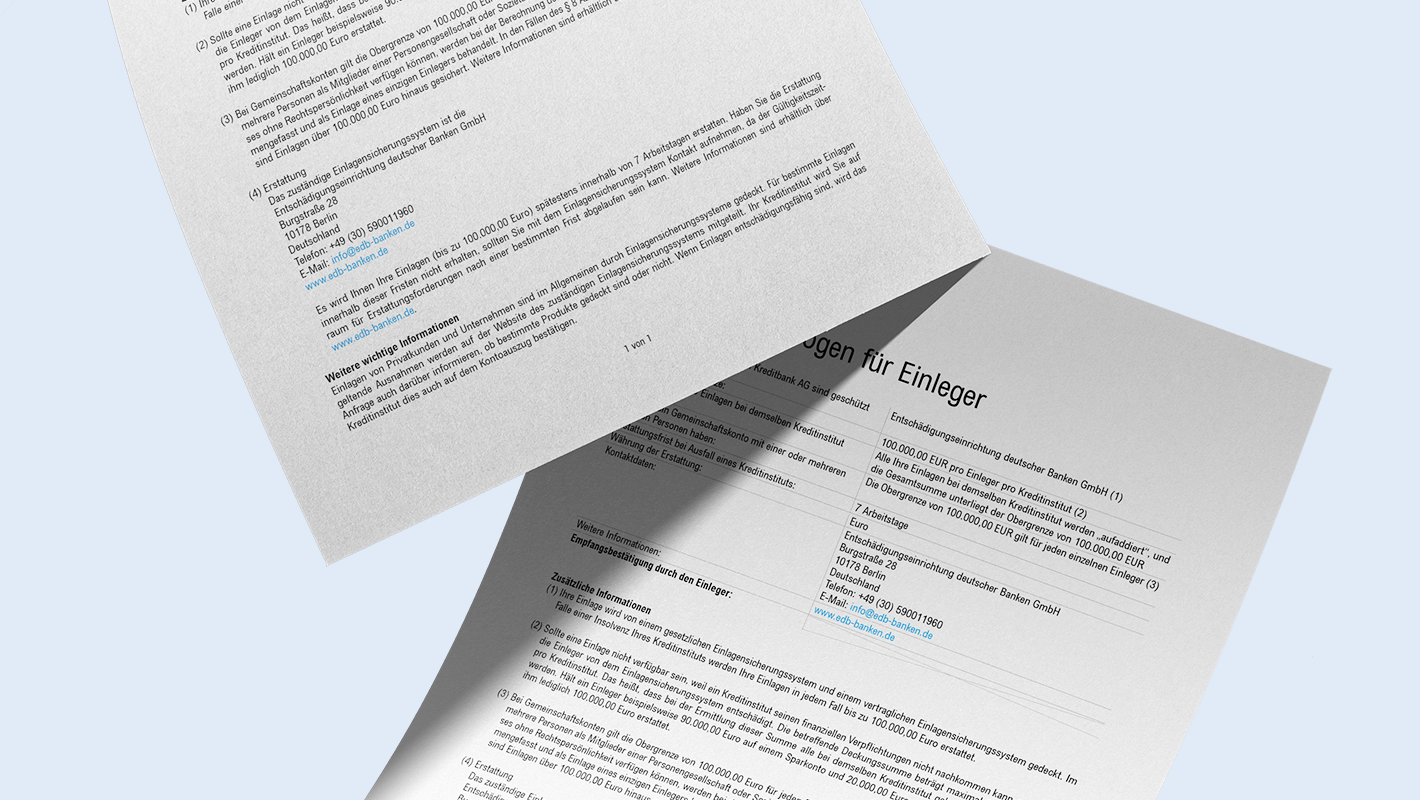 Ansicht eines exemplarischen Informationsbogens für Einleger